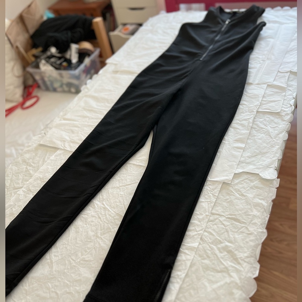 Club Monaco Japan sz S/P Black Asymmetrical sleeveless jumpsuit nylon/spandex